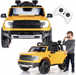 Ford Raptor laste elektriauto SUV, akuga pealeistutav auto kaugjuhtimispuldiga, LED, MP3, kollane