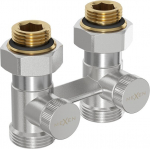Mexen Uni-Term kahe toruga radiaatoriklapp DN50, sirge 1/2"x3/4", nikkel - W912-012-01, 1/2"x3/4"