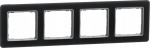 Schneider Electric Sedna Elements 4-kordne suitsuklaasist raam, must