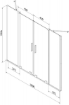 Mexen Velar Duo vanniseinale paigaldatav kahetahuline 2-osaline libisev 160 x 150 cm, grafiit, must - 896-160-000-42-70