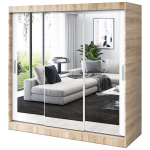 3 peegliga l&uuml;kandkapp riiulite ja riidepuudega Belvedo Karl tamm Sonoma matt valge 200x200cm komplekt