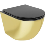 Mexen Lena Rimani WC-pott aeglaselt sulguva slim kaanega, duroplast, must matt/kuldne - 30224076