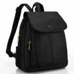 Elegantne pehmest kunstnahast naiste seljakott Peterson klapiga, must