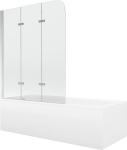 Mexen Vega ristk&uuml;likukujuline vann 150 x 70 cm koos katte ja 3-osalise 120 cm seinaga, l&auml;bipaistev, kroom, Mexen Vega stačiakampė vonia 150 x 70 cm su apdaila ir 3 dalių ekranu 120 cm, skaidri, chromuota - 550115070X9012030100