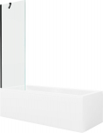 Mexen Cubik nurgavann 170 x 70 cm koos pealistuse ja 1-labalise 60 cm musta ja l&auml;bipaistva du&scaron;iseinaga - 550317070X9506000070, Mexen Cubik stačiakampė vonia 170 x 70 cm su apdaila ir 1-durų sienele 60 cm, permatoma, juoda - 550317070X9506000070