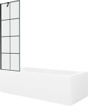 Mexen Vega ristk&uuml;likukujuline vann 180 x 80 cm koos katte ja 60 cm &uuml;he aknaga mustriga, must muster - 550118080X9506007077, Mexen Vega stačiakampė vonia 180 x 80 cm su korpusu ir vieno sparno 60 cm pertvara, juodas ra&scaron;tas - 550118080X9506007077