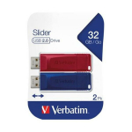 USB pulk Verbatim m&auml;lupulk USB-Stick 2x 32GB 3.2 Store'n GO Slider punane & sinine