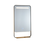 LED vannitoapeegel, 80x60x3,5 cm, kuldne, alumiiniumraam riiuliga