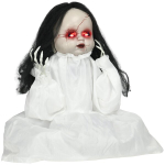 Halloweeni dekoratsioon animatrooniline nukk, 60 cm, LED-silmad, valge