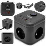 Praktiline toitejuhe 3 usb pordi ja 3 pistikupesaga, 20w