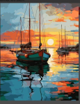 Wenfdrtr Numbrite j&auml;rgi maal &bdquo;Purjetame p&auml;ikeseloojangule vastu&ldquo;, 30 &times; 40 cm, raamita