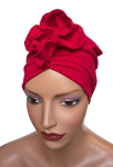 Punane Luba turban voltidega, ilma mustrita, peale keemiaravi