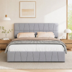 Voodi 160x200 cm &ndash; 4 sahtlit &ndash; Polsterdatud voodiraam &ndash; Sametkangas &ndash; Hall