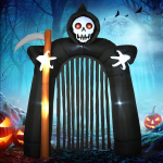 Suur iset&auml;ituv Halloweeni aia-dekoratsioon: Surmaingli v&auml;ravakaar LED-valgustusega (2,85 m)