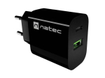 Natec Ribera USB Charger 1X USB-A + 1X USB-C 20W, must