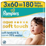 Pampers Aqua Soft Touch salvr&auml;tikud beebidele, 3 pakki, 180 salvr&auml;tikut