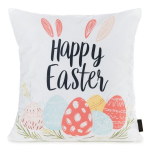 Lihav&otilde;ttepadjakate 45x45 cm valge j&auml;nesek&otilde;rvade ja munadega Happy Easter