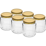 Konservide jaoks m&otilde;eldud klaaspurgid kuldsete korgidega, 580 ml, 6 tk