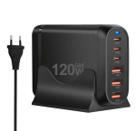Kiire Gan 120w Pd laadija 3x Usb C 3x Qc 3.0 s&uuml;learvutile 65w Mac