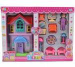Kahekorruseline nukumaja m&ouml;&ouml;bli ja minifiguuridega