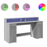 vidaXL kirjutuslaud LED-tuledega, hall Sonoma tamm, 160x55x91 cm