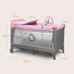 Lionelo Flower Flamingo reisivoodi-m&auml;nguaed, hall/roosa