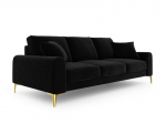 Kolmekohaline diivan Mazzini Sofas Madara, veluur, must/kuldne v&auml;rv