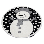 Laste vaip JOY Ring Snowman lumeinimene, lastele - Struktuuriline, kahel tasemel fliis must / koor