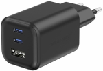 Swissten laadija GaN 65W PD 2x USB-C + 1xUSB-A, must