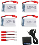 4 tk laetav Lipo aku (3.7 V 750mAh) MJX X300C X400 X800 RC Quadricopter Drones + laadija