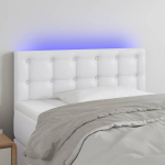 vidaXL LED-voodipeats, valge, 100x5x78/88 cm kunstnahk