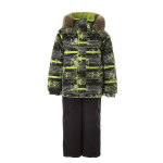 Huppa Poiste talvekomplekt WINTER, Lime Pattern/ Black