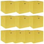 vidaXL hoiukastid 10 tk, kollane, 32 x 32 x 32 cm, kangas