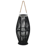 vidaXL rippuv k&uuml;&uuml;nlalatern, bambus, must, 60 cm