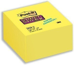 Kleepuvad m&auml;rkmepaberid 3M, Post-it, Super Sticky, 75x75 mm, kollane, kuubik (1x350) 0717-057