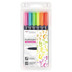 Tombow Fudenosuke fluoreeritud kalligraafi pliiats, 6 tk 0,000000 Must