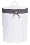 Pesukorv, bambus, 60L, valge ja hall