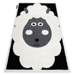 Laste vaip JOY Sheep lambad, lastele - Struktuuriline, kahel tasemel fliis koor / must