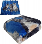 Voodikate - pleed KW-116, sinine - hall - must, 160 x 210 cm