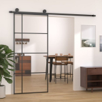 vidaXL liuguks, ESG-klaas ja alumiinium, 90 x 205 cm, must