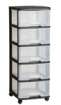 Riiul 5-sahtliga 20L Drawer System 37x39x100cm must/l&auml;bipaistev
