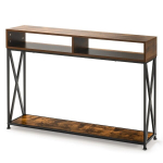 Costway Brown konsoollaud avatud riiuli ja terasraamiga 120 x 23 x 79 cm