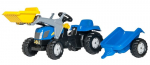 Pedaalidega pealeistutav traktor haagise ja kopaga Rolly Toys RollyKid NH T7040, sinine