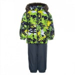 Huppa Laste talvekomplekt AVERY, lime pattern/ gray