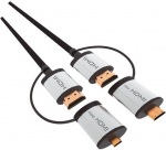OMEGA HDMI-kaabel V.1.4 MUST 1,5 m + adapter miniHDMI ja microHDMI