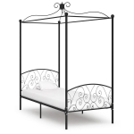 vidaXL baldahhiiniga voodiraam, must, metall, 90 x 200 cm, Juoda