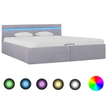 vidaXL hoiukastiga voodiraam LED, helehall, kangas, 180 x 200 cm