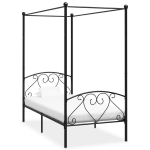 vidaXL baldahhiiniga voodiraam, must, metall, 120 x 200 cm