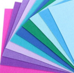 Dekoratiivne vilt komplekt 2 mm, 20x30 cm, 10 tk., erinevat v&auml;rvi