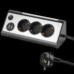 Pikendusjuhe Electraline 62512, 3 pesa + 2 USB, 1,5 m